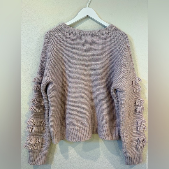 Madewell Women’s Lavender Fringe-Sleeve Pullover Sweater - M - Picture 5 of 7